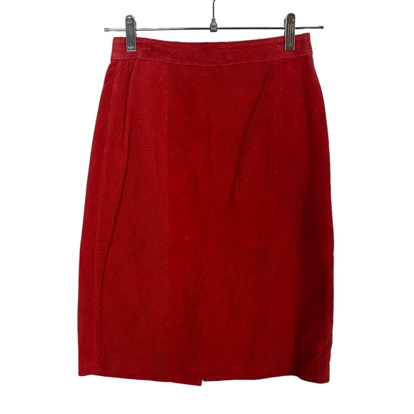 Vintage Skirts Vintage Global Identity Bright Red Leather Mini